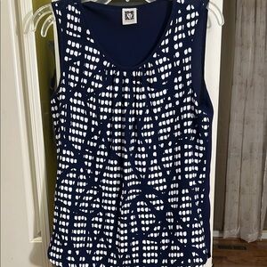 Navy and White Sleeveless Top anne klein previously owned great like new